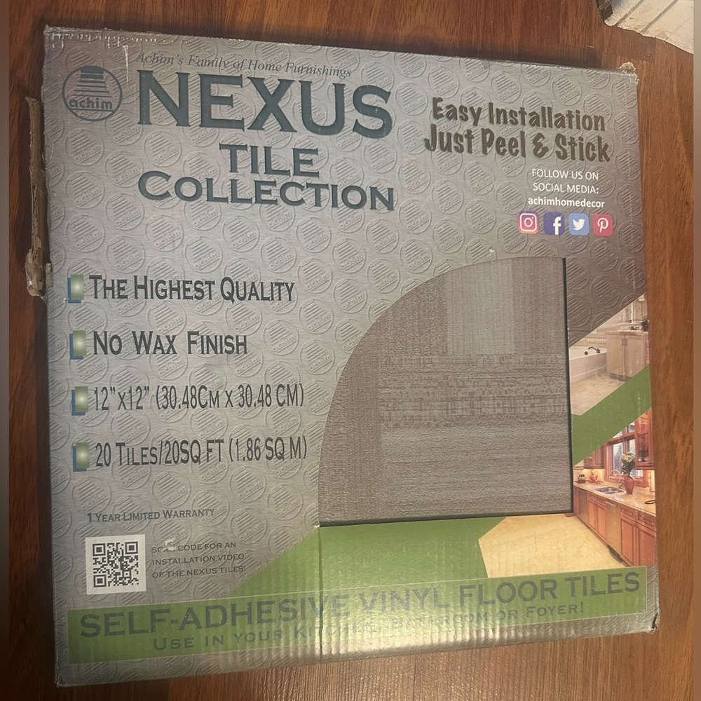Achim Nexus Self-Adhesive Vinyl Floor Tiles